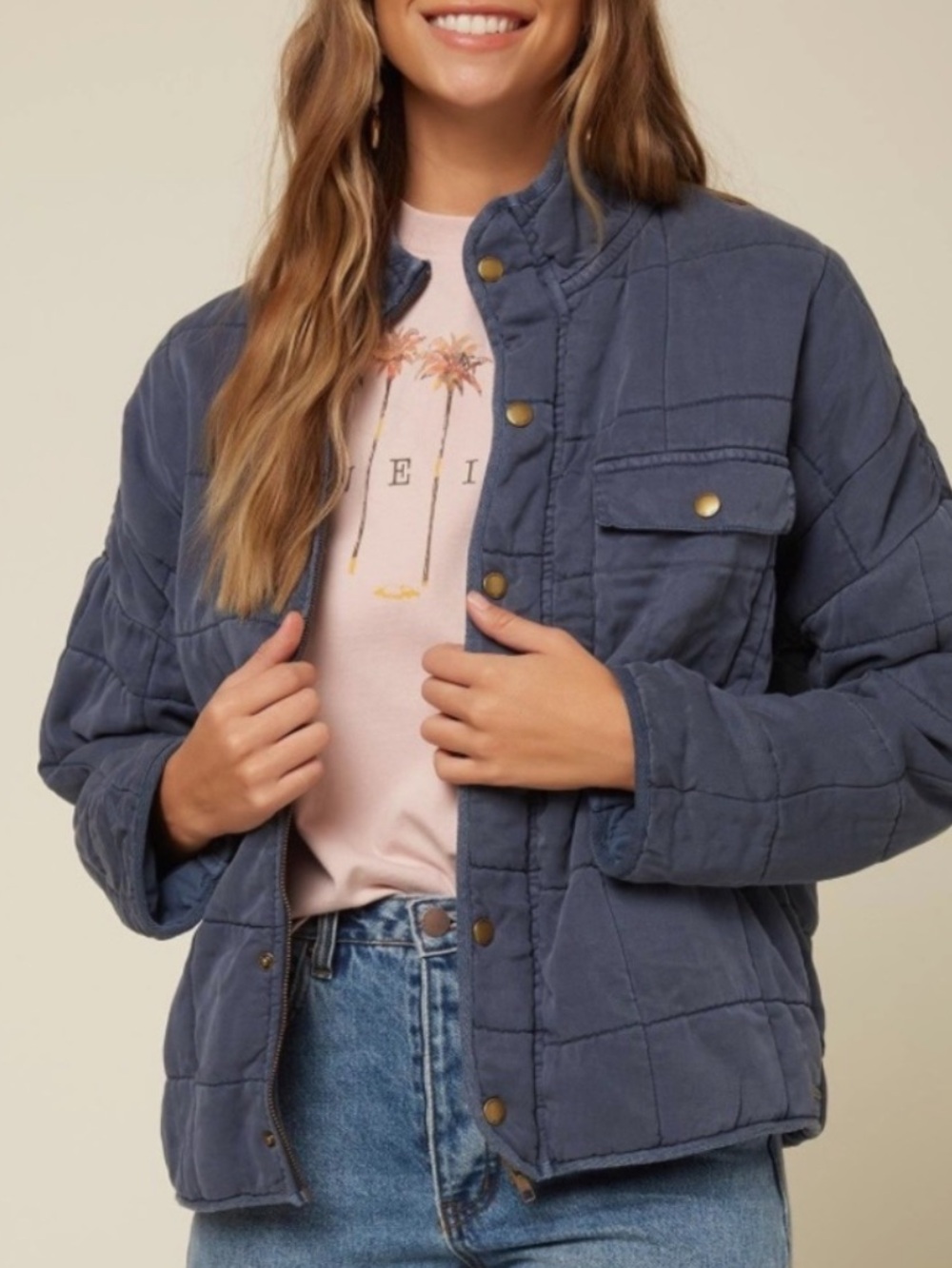 O'Neill Women's Mable Blue Quilted Jacket Size Smally